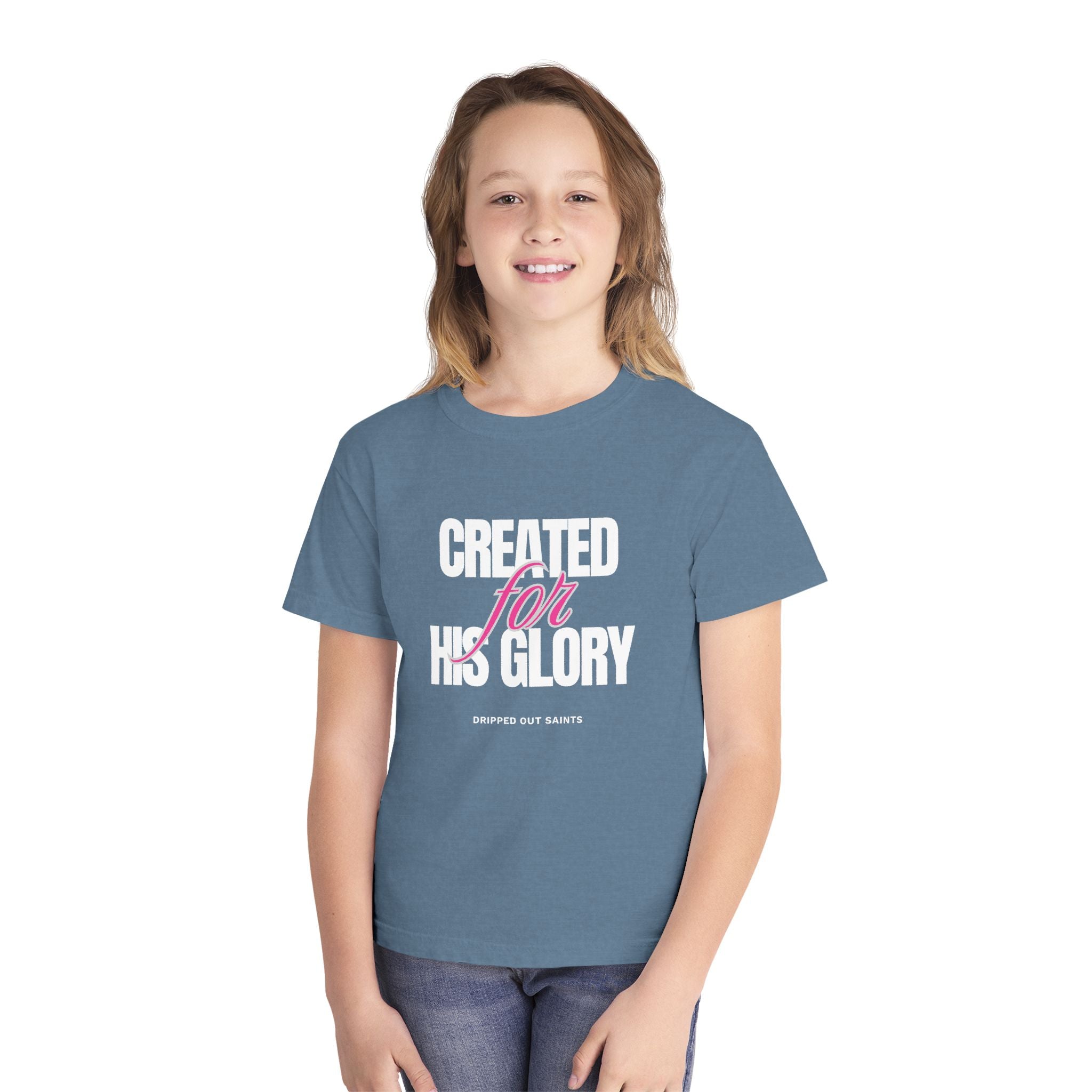 Youth Tee — "Created for His Glory" Christian Graphic T-Shirt