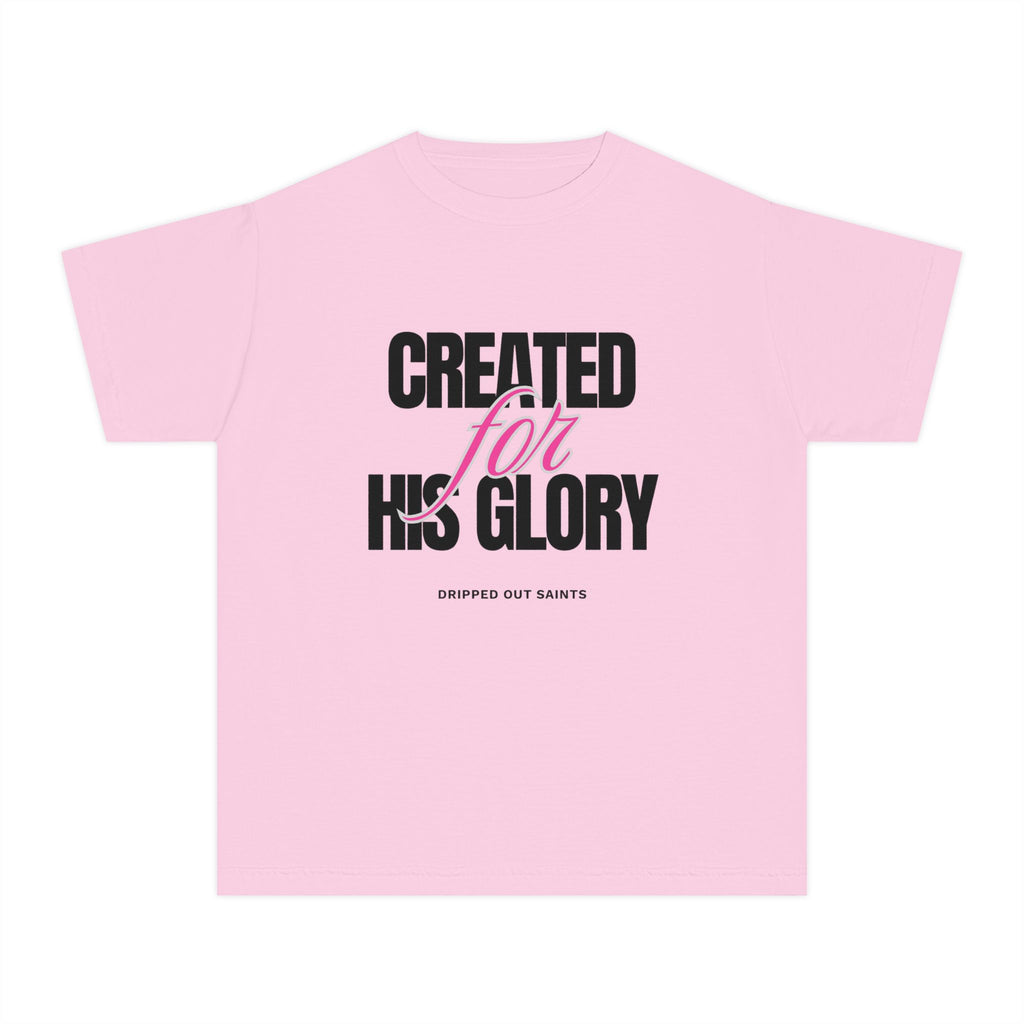 Youth Tee — "Created for His Glory" Christian Graphic T-Shirt