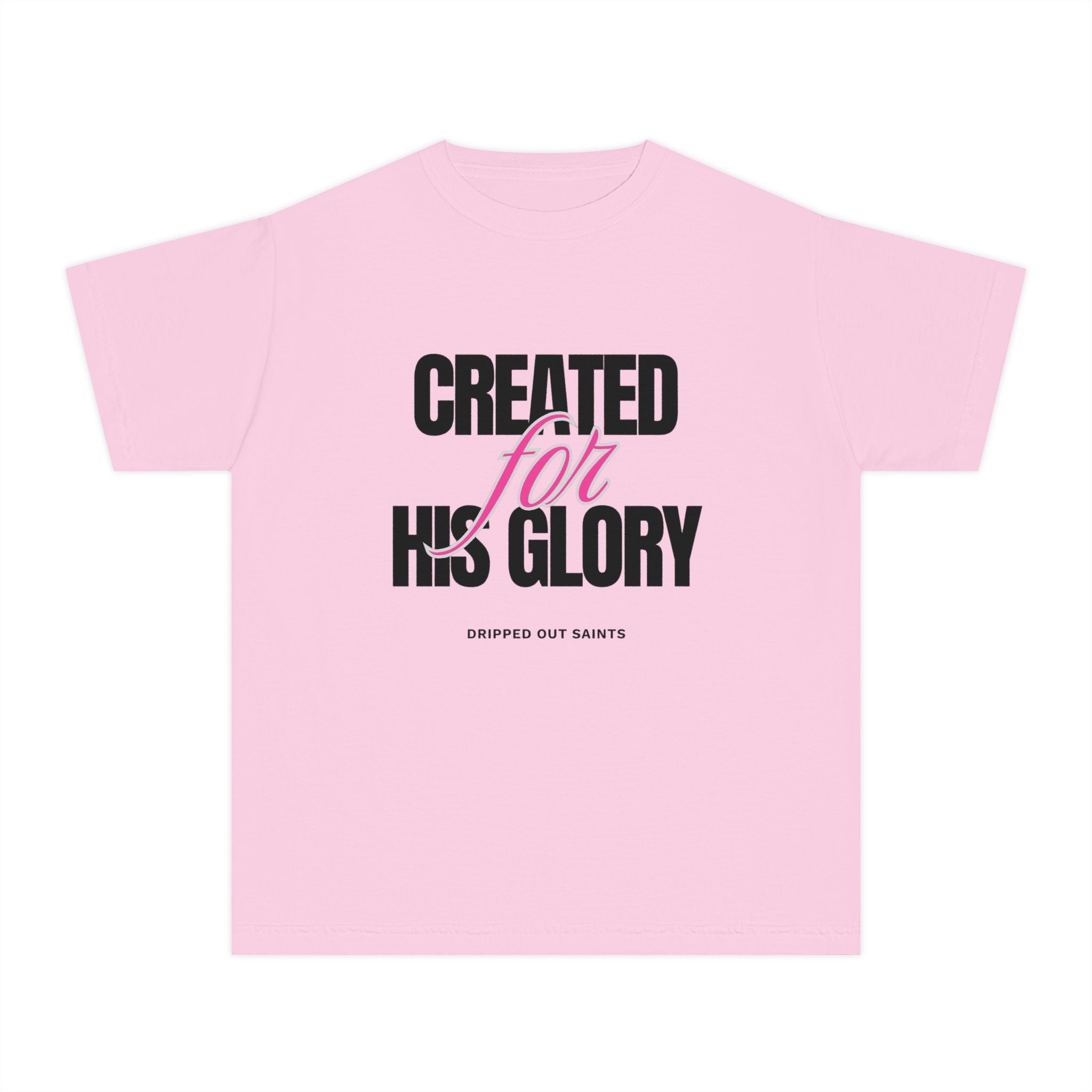 Youth Tee — "Created for His Glory" Christian Graphic T-Shirt