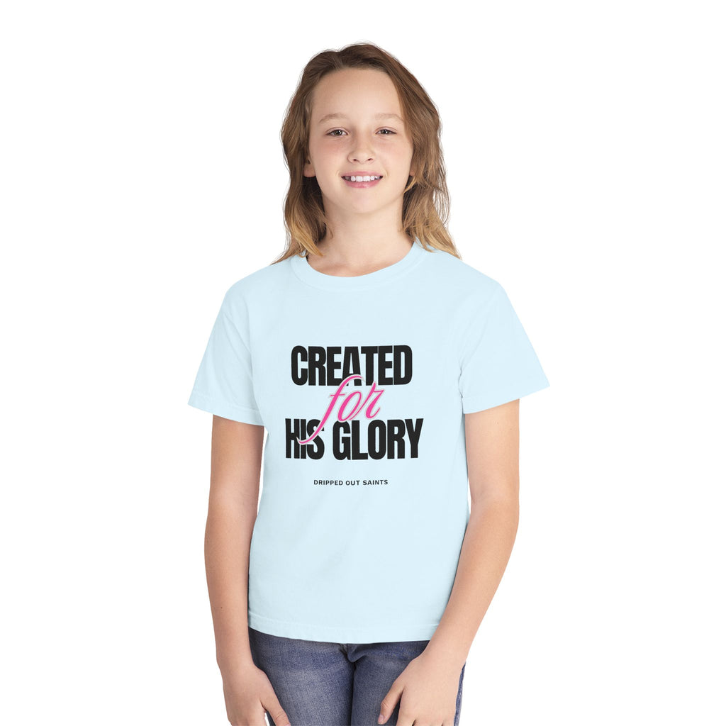 Youth Tee — "Created for His Glory" Christian Graphic T-Shirt