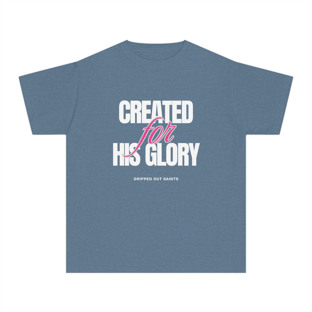 Youth Tee — "Created for His Glory" Christian Graphic T-Shirt