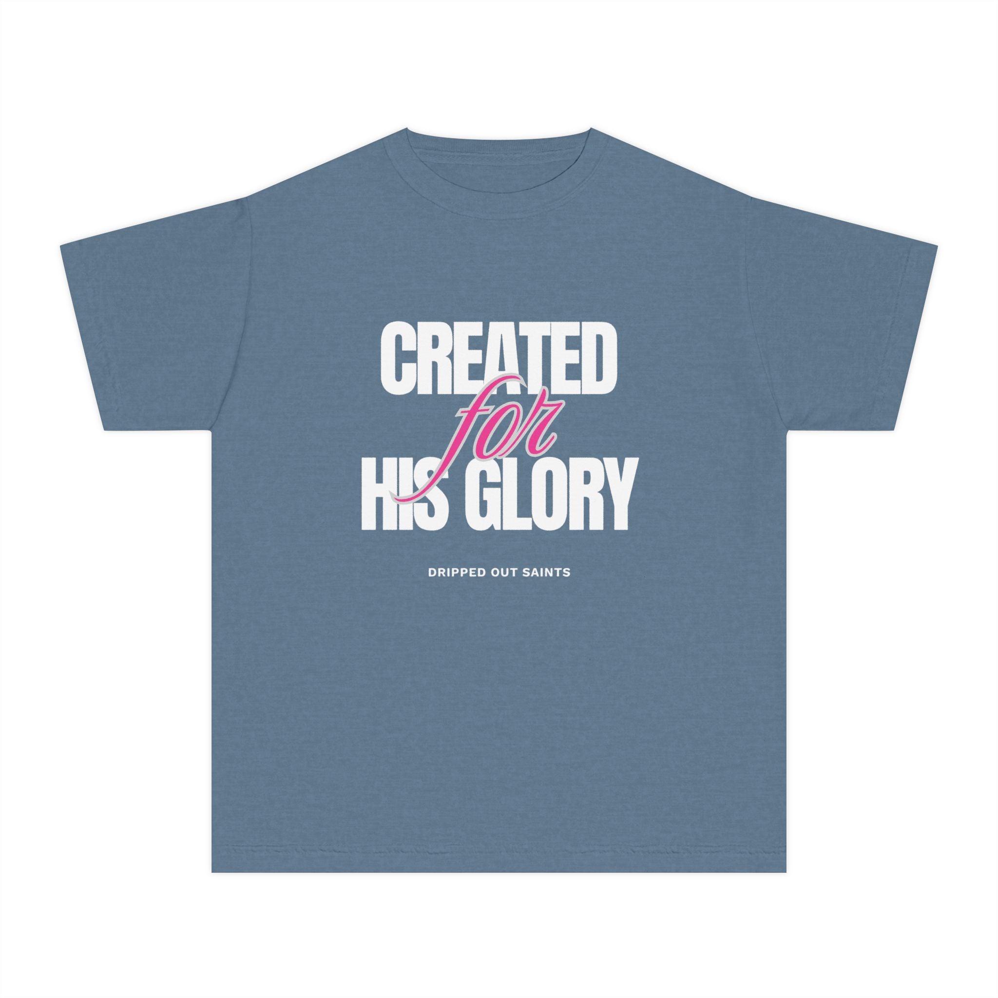 Youth Tee — "Created for His Glory" Christian Graphic T-Shirt