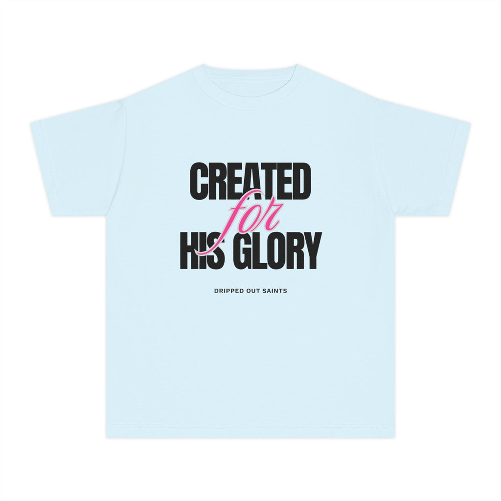 Youth Tee — "Created for His Glory" Christian Graphic T-Shirt