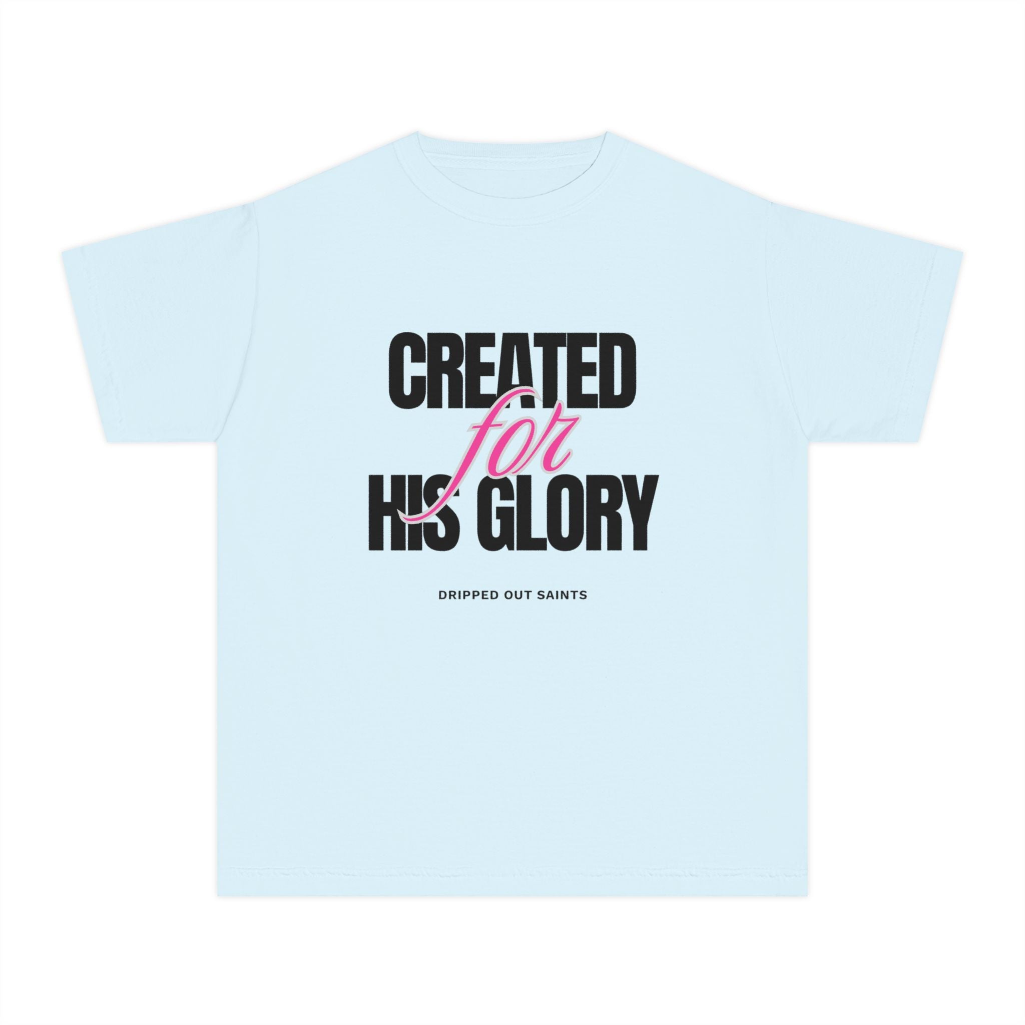 Youth Tee — "Created for His Glory" Christian Graphic T-Shirt