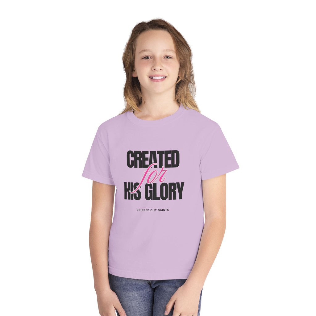 Youth Tee — "Created for His Glory" Christian Graphic T-Shirt