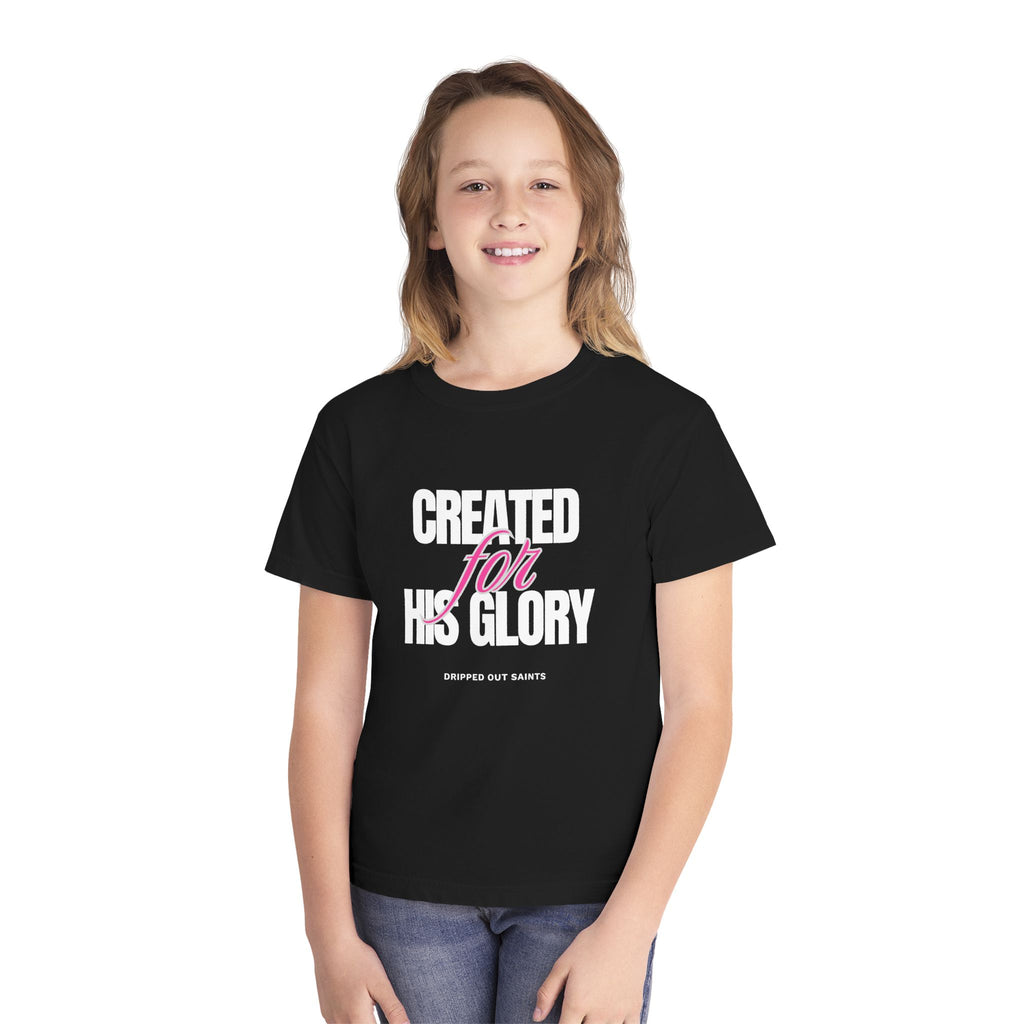 Youth Tee — "Created for His Glory" Christian Graphic T-Shirt