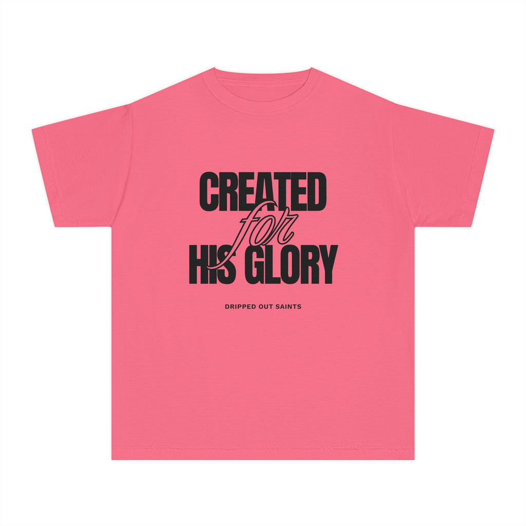 Youth Tee — "Created for His Glory" Christian Graphic T-Shirt