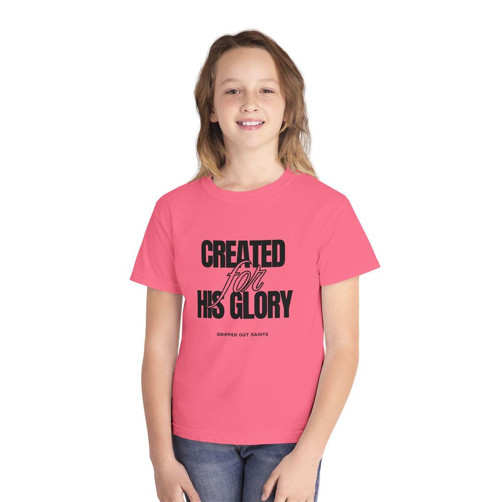Youth Tee — "Created for His Glory" Christian Graphic T-Shirt