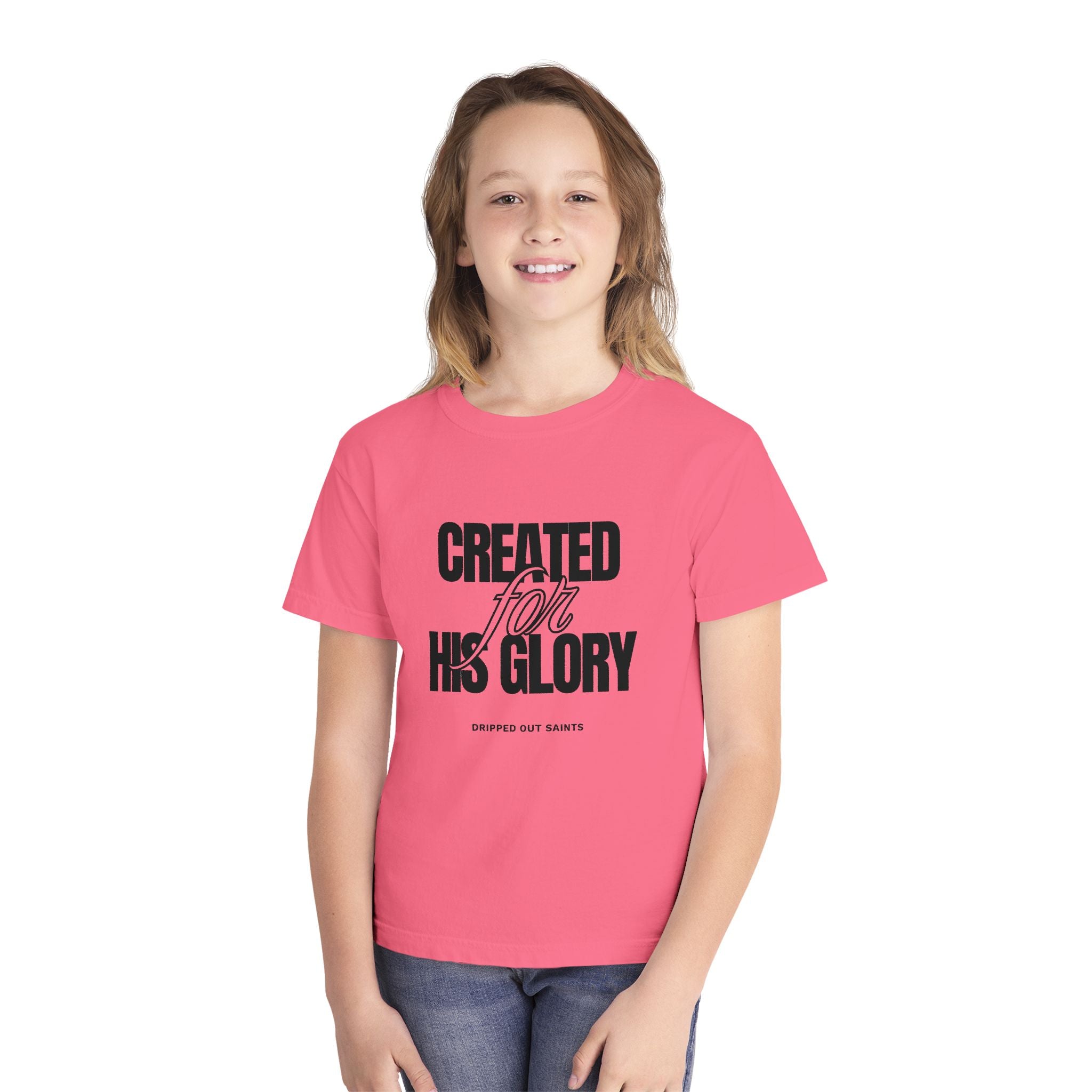 Youth Tee — "Created for His Glory" Christian Graphic T-Shirt