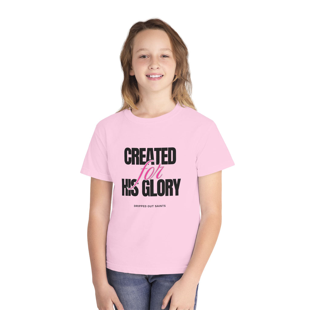 Youth Tee — "Created for His Glory" Christian Graphic T-Shirt