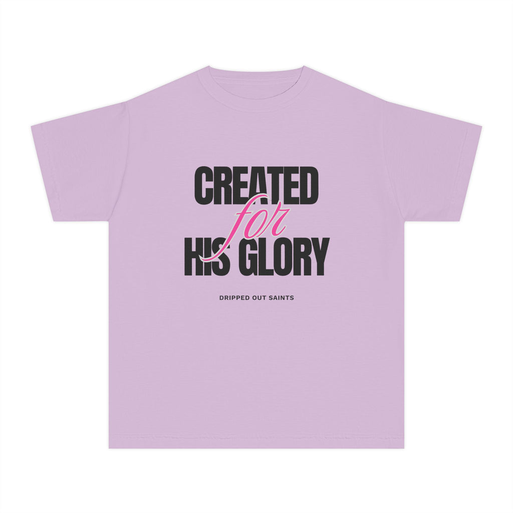 Youth Tee — "Created for His Glory" Christian Graphic T-Shirt