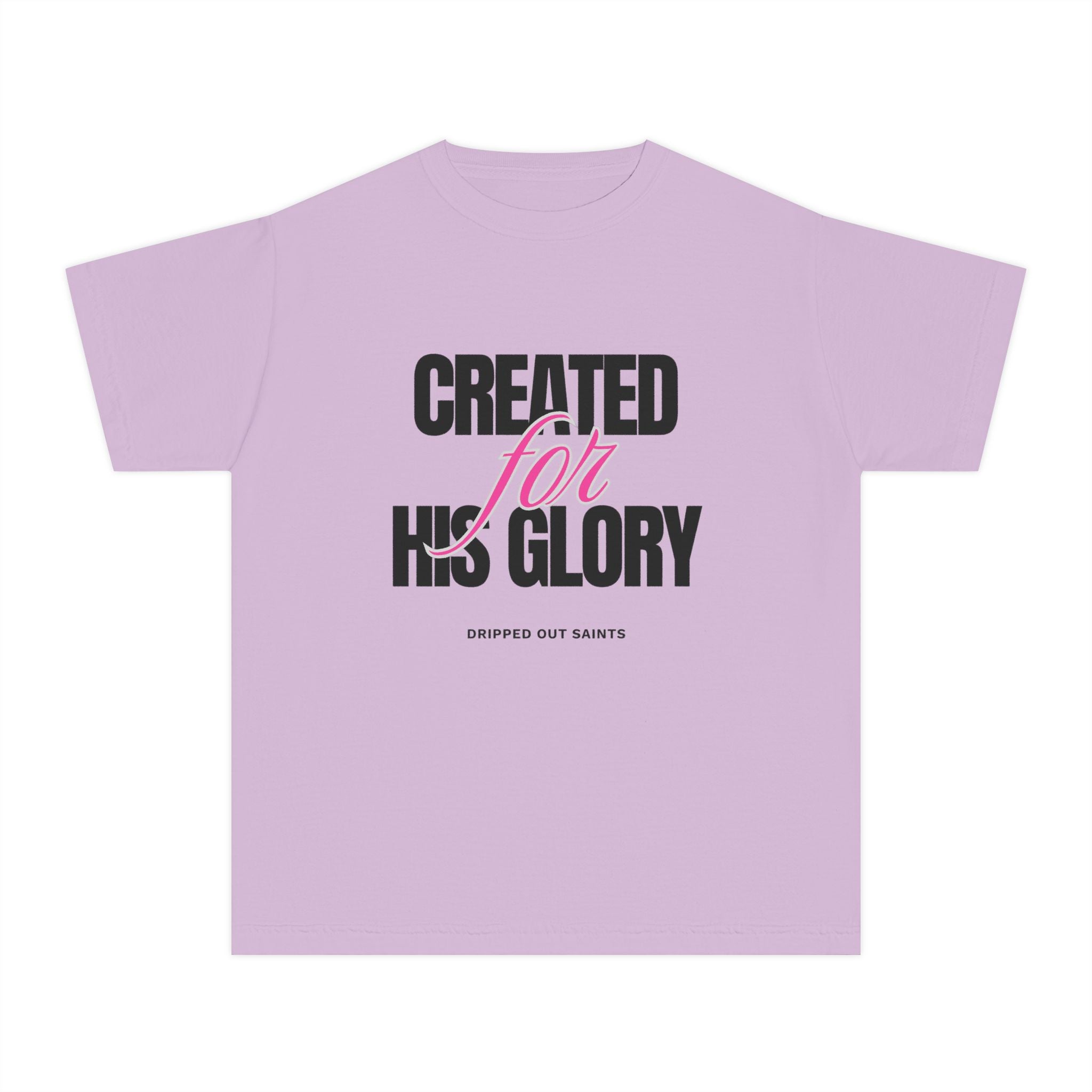 Youth Tee — "Created for His Glory" Christian Graphic T-Shirt
