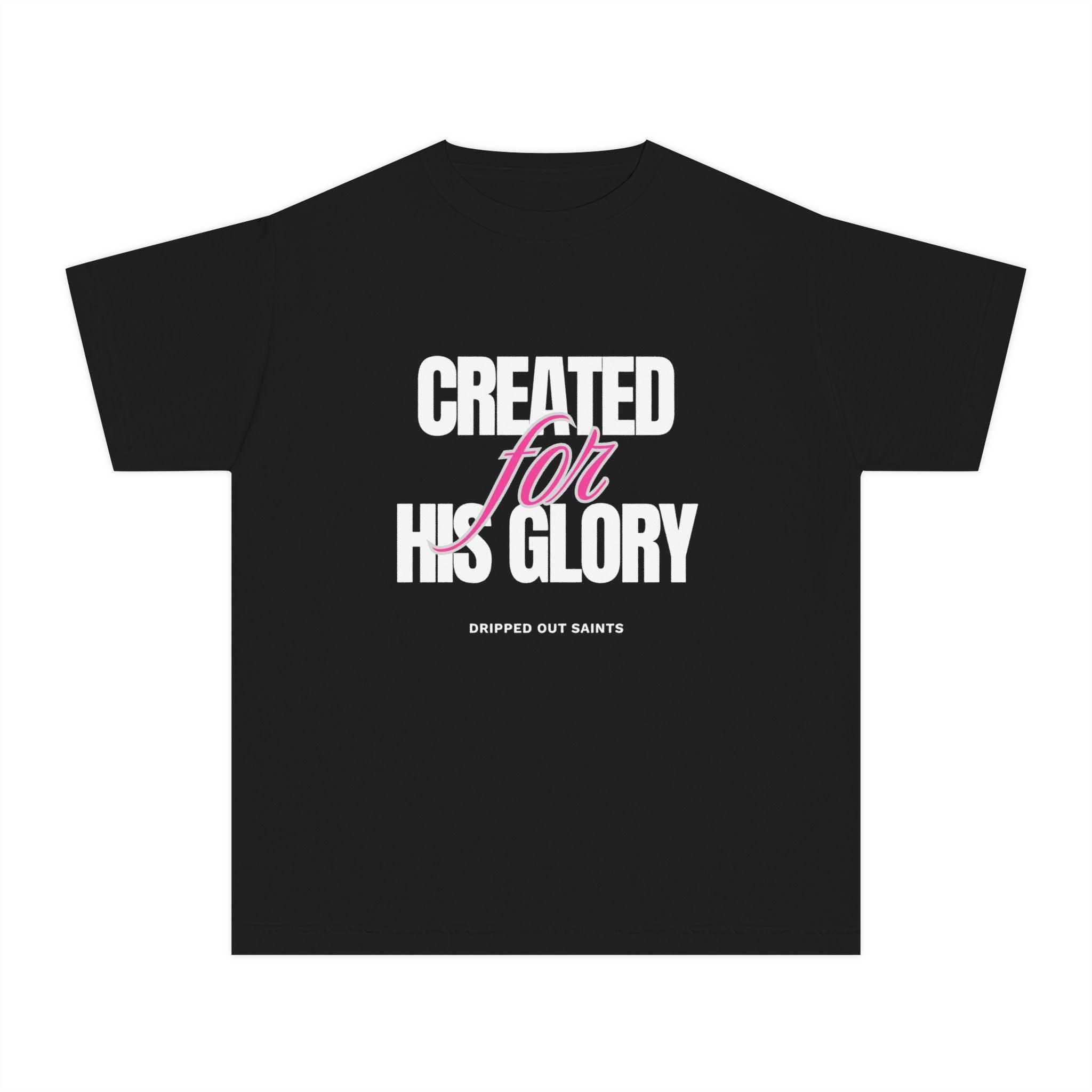 Youth Tee — "Created for His Glory" Christian Graphic T-Shirt